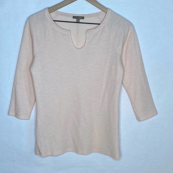 Lilla P Quarter Sleeve V-Neck Casual Thermal Top Pastel‎ Pink Extra Small - Picture 4 of 9